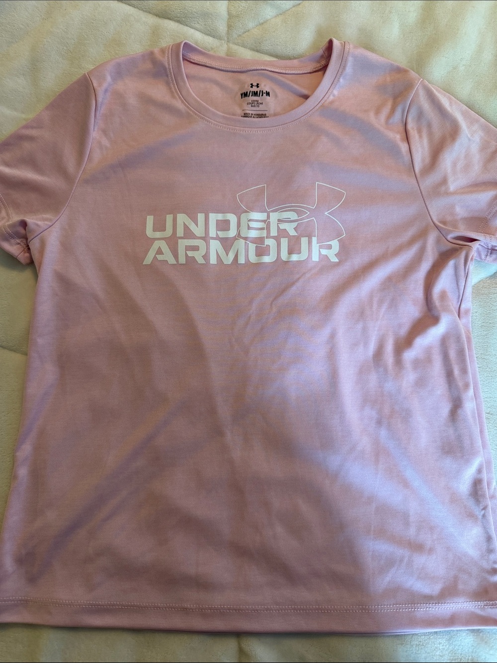 Under Armour Light Pink Performance Tee with White Logo